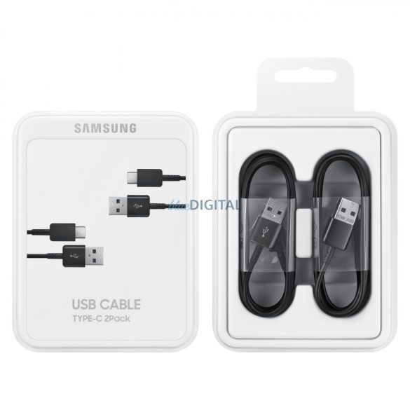 USB C kábel 480Mbps 5A 1.5m Samsung EP-DG930MBEGWW - fekete (2 darabos készlet)