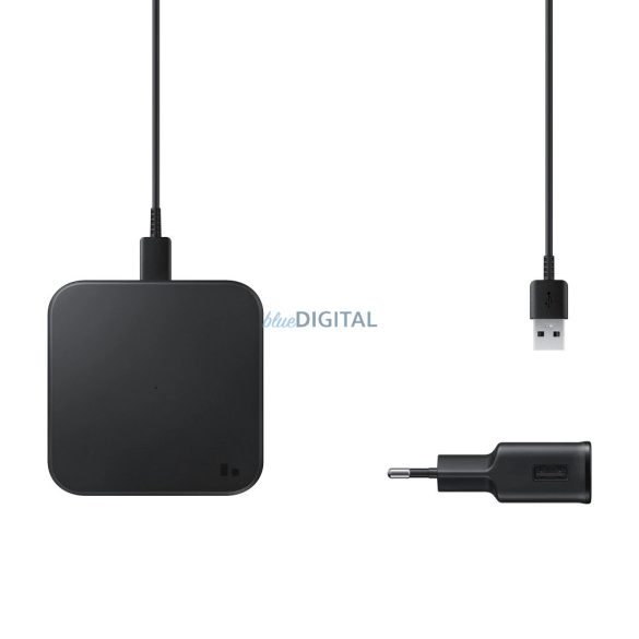 Samsung EP-P1300TBEGEU Duo Pad induktív töltő Qi 9W és hálózati töltő 1xUSB-A csatlakozással és USB-A - Type-C kábellel- fekete