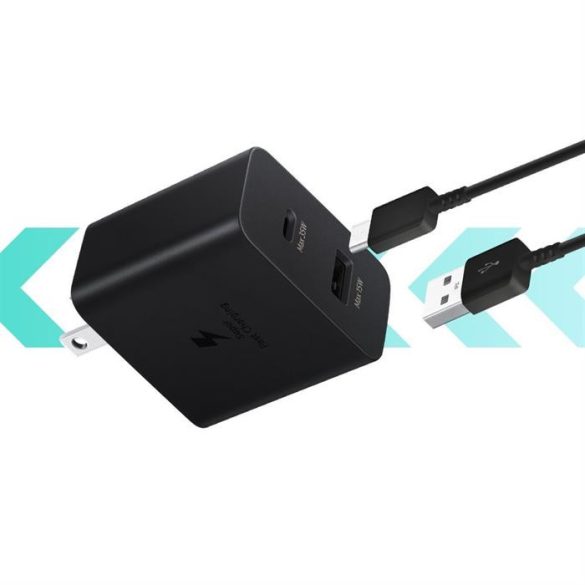 Samsung gyors Duo gyorstöltő USB / Type-c USB Power Delivery 3.0 Quick Charge 2.0 35W 3A fekete (EP-TA220NBEGEU)