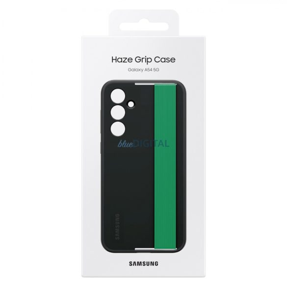 Samsung Galaxy A54 5G gyári szilikon fekete tok zöld pánttal (EF-XA546CBEGWW)