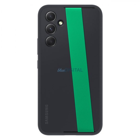 Samsung Galaxy A54 5G gyári szilikon fekete tok zöld pánttal (EF-XA546CBEGWW)