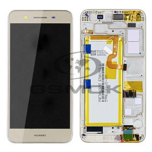 LCD + Érintőpanel Teljes Huawei P8 Lite Smart Tag-L01 Kerettel És Akkumulátorral Arany 02350pld Eredeti Szervízcsomag