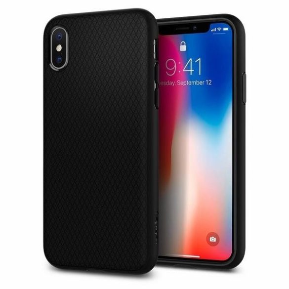 Spigen Liquid Air Armor telefon tok iPhone XS / X fekete telefon tok telefontok