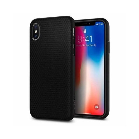 Spigen Liquid Air Armor telefon tok iPhone XS / X fekete telefon tok telefontok