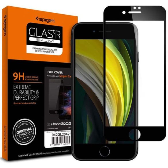 Edzett üveg Spigen Glass Fc Iphone 7/8 / Se 2020 fekete üvegfólia