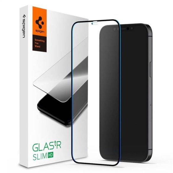 Edzett Üveg Spigen Glass Fc Iphone 12 Pro Max Fekete üvegfólia