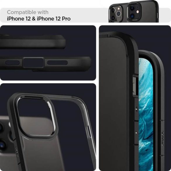 Spigen Ultra hybrid iPhone 12 Pro / iPhone 12 matt fekete telefontok