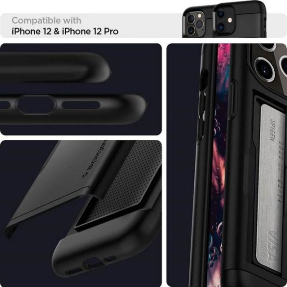Spigen Slim Armor Cs iPhone 12 Pro / iPhone 12 Fekete telefontok