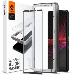 edzett üveg tempered glass Spigen Alm üveg FC Sony Xperia 1 III fekete üvegfólia