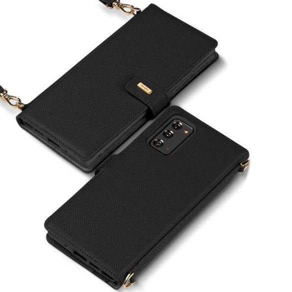 Ringke Folio aláírása valódi bőrtok füllel és vállpánttal Samsung Galaxy Note 20 fekete (FS79R55) telefontok
