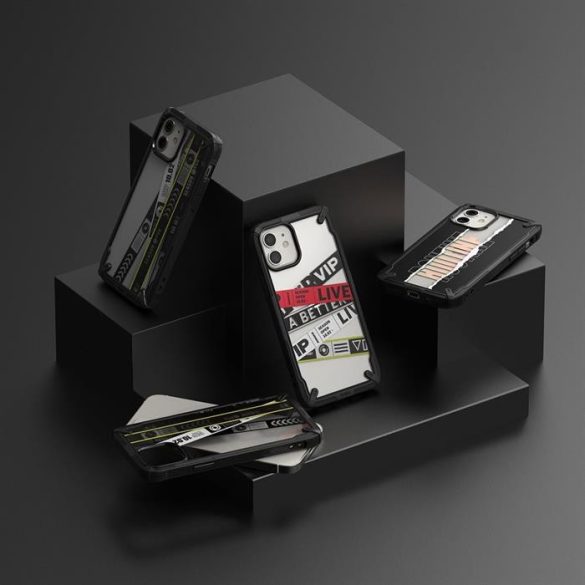 Ringke Fusion X design tartós PC Tok TPU Bumper iPhone 12 mini fekete (Ticket sáv) (XDAP0018)