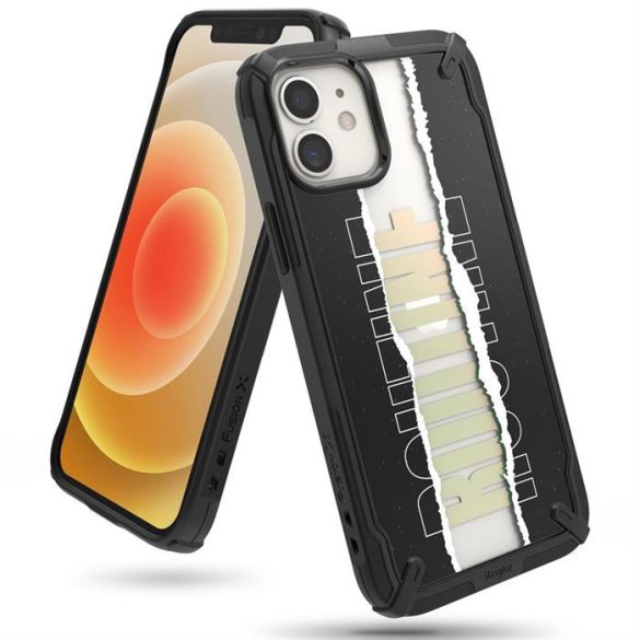 Ringke Fusion X design tartós PC Tok TPU Bumper iPhone 12 mini fekete (rutin) (XDAP0020)