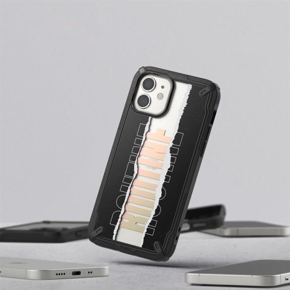 Ringke Fusion X design tartós PC Tok TPU Bumper iPhone 12 mini fekete (rutin) (XDAP0020)