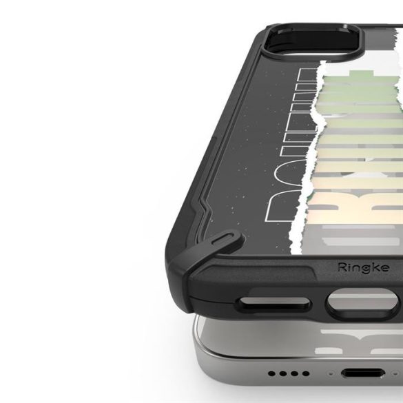 Ringke Fusion X design tartós PC Tok TPU Bumper iPhone 12 mini fekete (rutin) (XDAP0020)