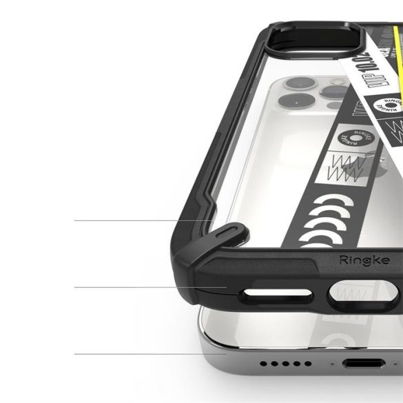 Ringke Fusion X design tartós PC Tok TPU Bumper iPhone 12 Pro / iPhone 12 black (Ticket sáv) (XDAP0022)