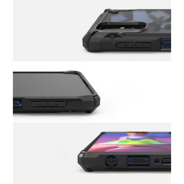 Ringke Fusion X design tartós PC Tok TPU Bumper Samsung Galaxy M51 Camo Fekete (XDSG0043) telefontok