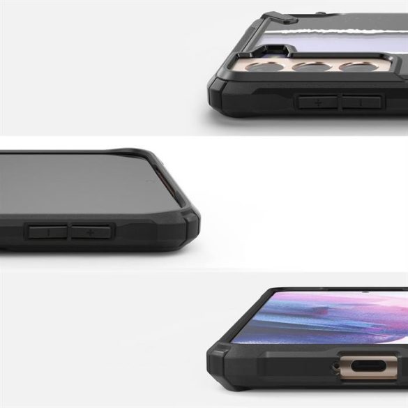 Ringke Fusion X design tartós PC Tok TPU Bumper Samsung Galaxy S21 + 5G (S21 Plus 5G) fekete (Ticket sáv) (XDSG0052)