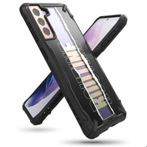 Ringke Fusion X design tartós PC Tok TPU Bumper Samsung Galaxy S21 + 5G (S21 Plus 5G) fekete (rutin) (XDSG0054)