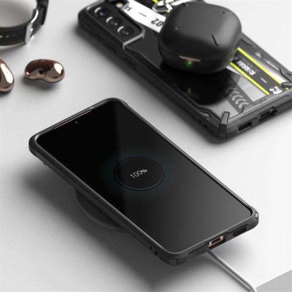 Ringke Fusion X design tartós PC Tok TPU Bumper Samsung Galaxy S21 + 5G (S21 Plus 5G) fekete (rutin) (XDSG0054)