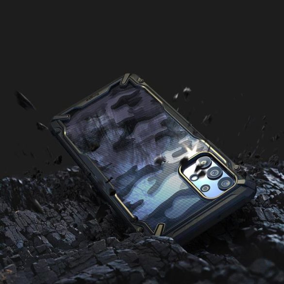 Ringke Fusion X design tartós PC Tok TPU Bumper Samsung Galaxy A32 5G Camo Fekete (XDSG0058)