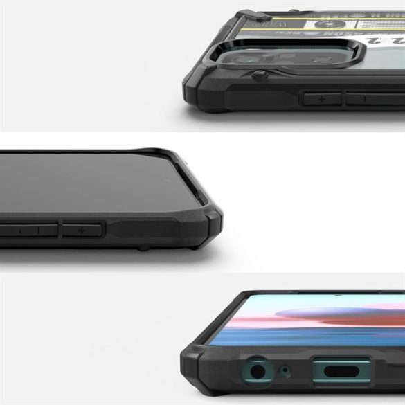 Ringke Fusion X design tartós PC Tok TPU Bumper Xiaomi redmi Note 10 / redmi Note 10S fekete (Cross) (XDXI0030)