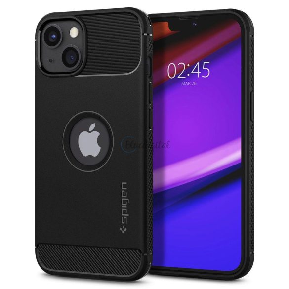 Spigen Rugged Armor tok iPhone 13 ütésálló matt fekete