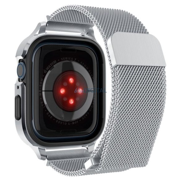 Spigen Metal Fit "Pro" csereszíj Apple Watch 4 / 5 / 6 / 7 / 8 / 9 / SE (44 / 45 mm) ezüst színű