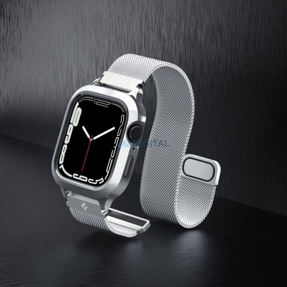 Spigen Metal Fit "Pro" csereszíj Apple Watch 4 / 5 / 6 / 7 / 8 / 9 / SE (44 / 45 mm) ezüst színű