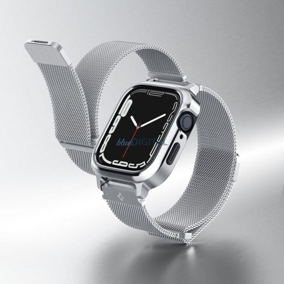 Spigen Metal Fit "Pro" csereszíj Apple Watch 4 / 5 / 6 / 7 / 8 / 9 / SE (44 / 45 mm) ezüst színű