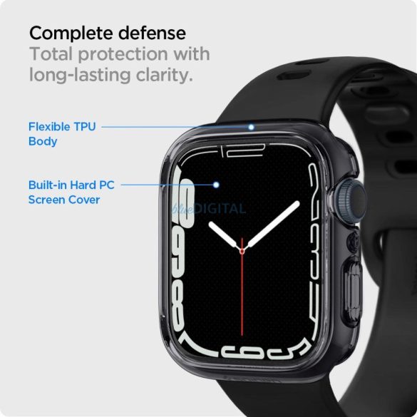 Spigen Ultra Hybrid tok Apple Watch 7 / 8 / 9 (41 mm) - áttetsző szürke