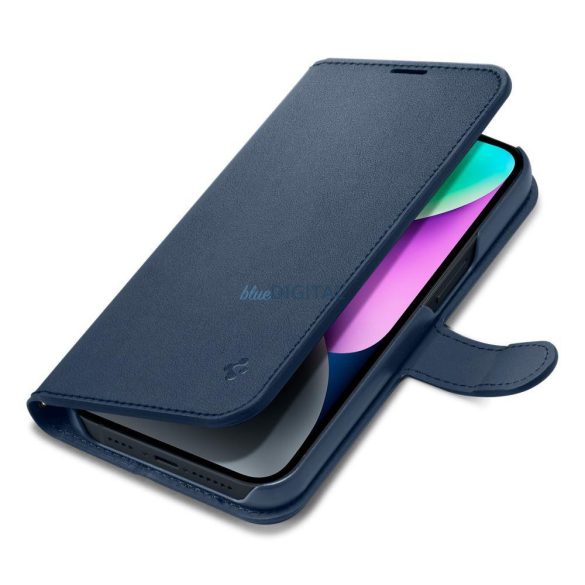 Spigen Wallet S Bőr Flip pénztárca iPhone 14 készülékhez Kék