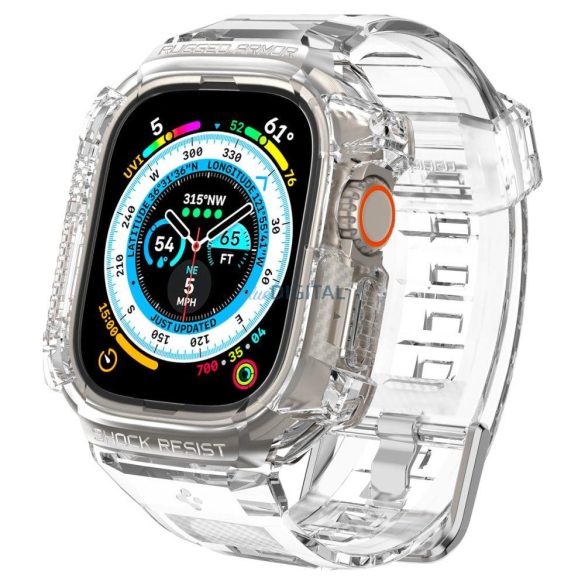 Spigen RUGGED ARMOR "PRO" Apple Watch ULTRA (49MM) átlátszó szíj és tok