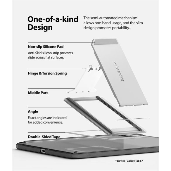 Ringke Fusion Combo Kiemelkedő kemény telefontok TPU tok Samsung Galaxy Tab S7 11 '' + öntapadó összecsukható állvány szürke (FC475R40)