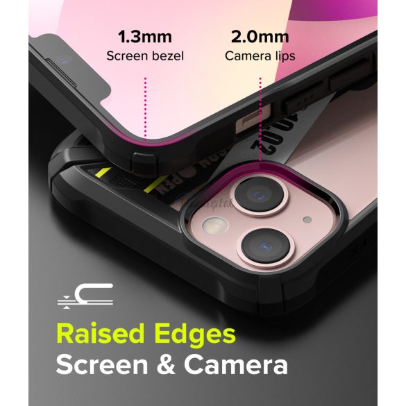 Ringke Fusion X design tartós PC Tok TPU Bumper iPhone 13 mini fekete (Ticket sáv) (FXD540E43)