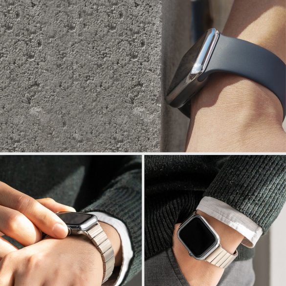 Ringke Bezel stílusos acél védőborítás Apple Watch 7 41 mm-es fényes grafit (AW7-41-11) tok