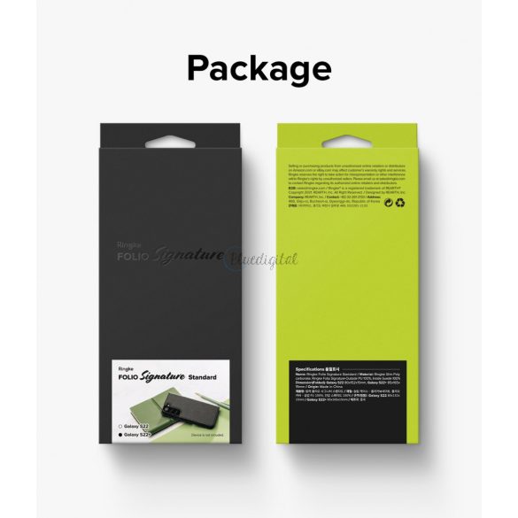 Ringke Folio Signature Flip bőr tok Samsung Galaxy S22 + (S22 Plus) fekete (FSS118R262)