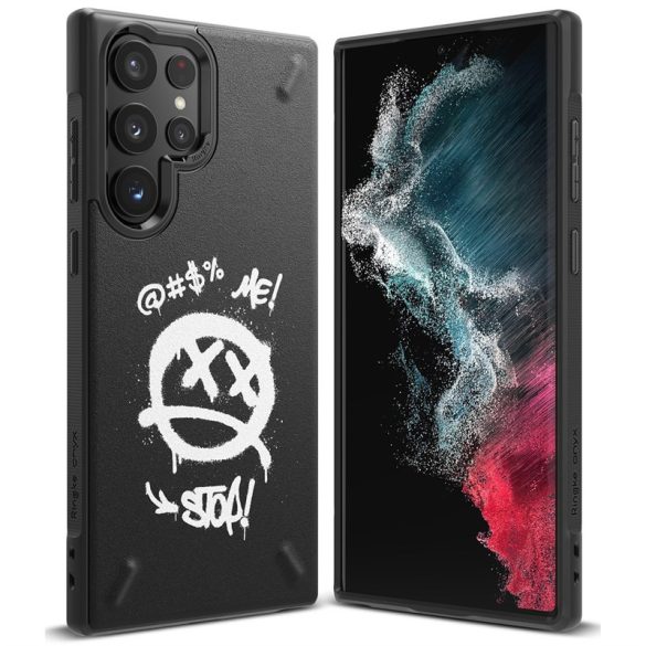Ringke Onyx Design Design tartós TPU tok Samsung Galaxy S22 Ultra fekete (Graffiti) ()
