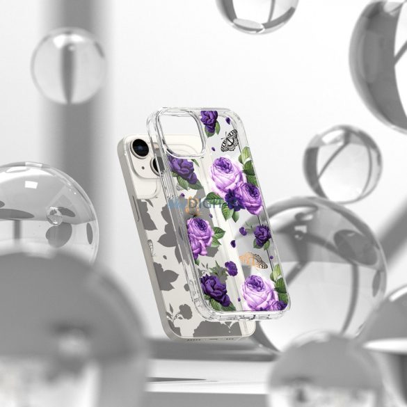 Ringke Fusion Design páncélozott tok zselés kerettel iPhone 14 Plus átlátszó (lila rózsa) (FD637E29)