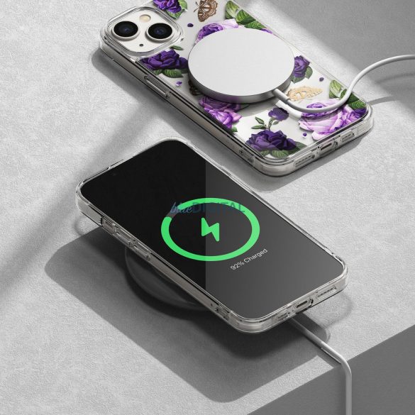 Ringke Fusion Design páncélozott tok zselés kerettel iPhone 14 Plus átlátszó (lila rózsa) (FD637E29)