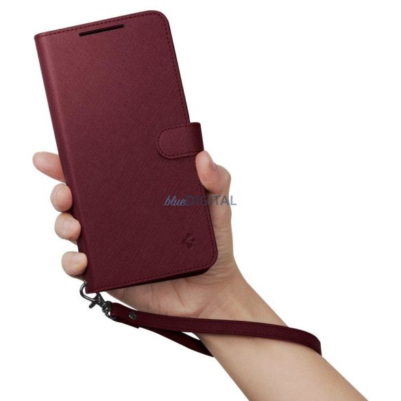 Spigen WALLET "S" PLUS Samsung Galaxy S23+ PLUS bordó flipes tok pénztárcával