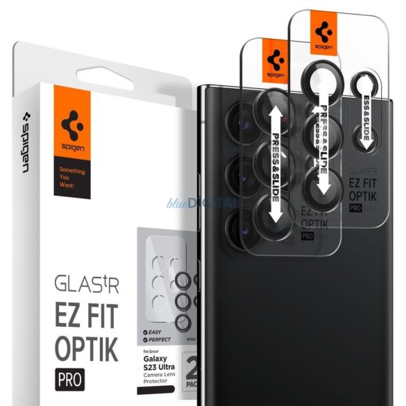 Spigen OPTIK.TR "EZ FIT" kameravédő fólia 2db Samsung Galaxy S23 Ultra fekete