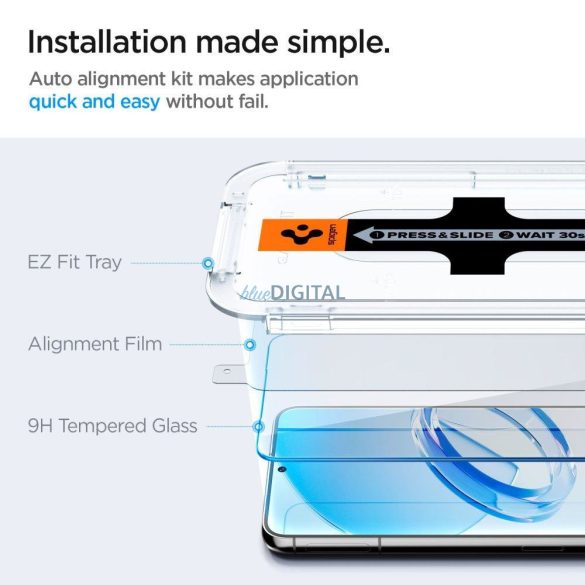 Spigen edzett üveg "EZ FIT" 2db Samsung Galaxy S23 Átlátszó