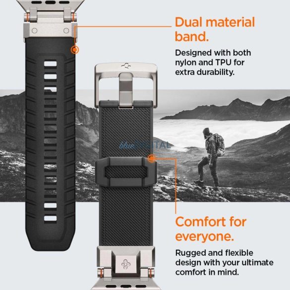 Spigen DURAPRO ARMOR csereszíj Apple Watch  4 / 5 / 6 / 7 / 8 / 9 / SE / ULTRA (42 / 44 / 45 / 49 MM) - fekete