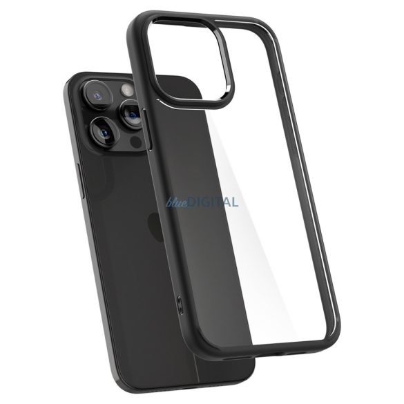 Spigen Crystal Hybrid, matt fekete - iPhone 15 Pro Max tok