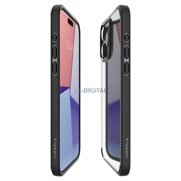 Spigen Crystal Hybrid, matt fekete - iPhone 15 Pro Max tok