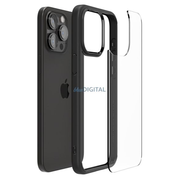 Spigen Crystal Hybrid, matt fekete - iPhone 15 Pro Max tok