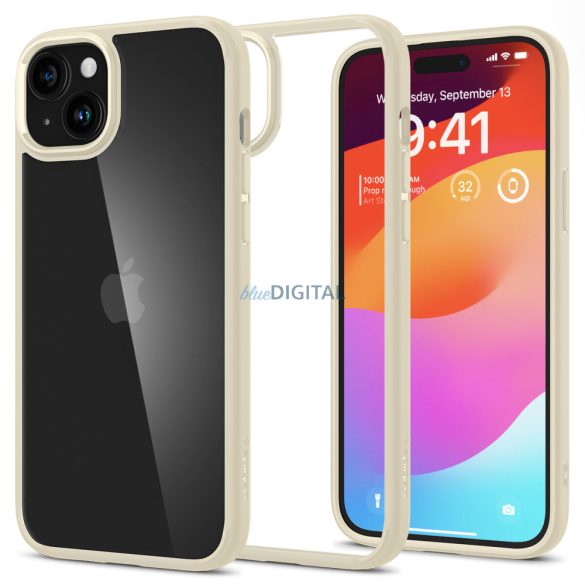 Spigen Crystal Hybrid tok iPhone 15 Plus - bézs színben