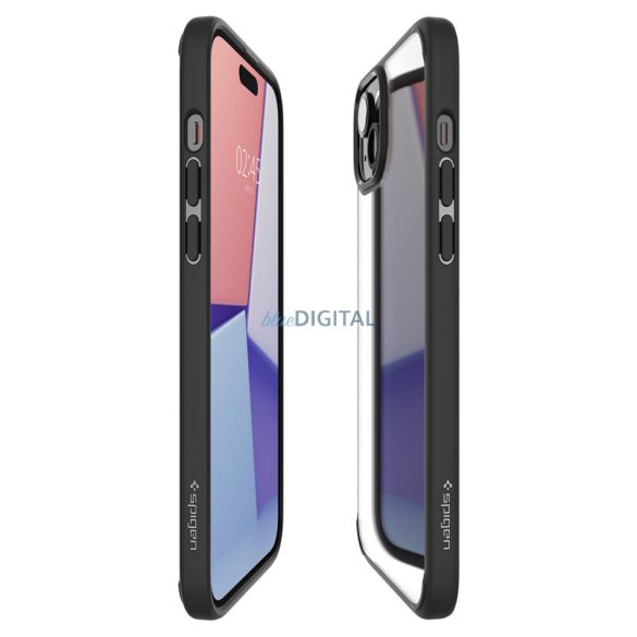Spigen Crystal Hybrid, matt fekete - iPhone 15 Plus tok