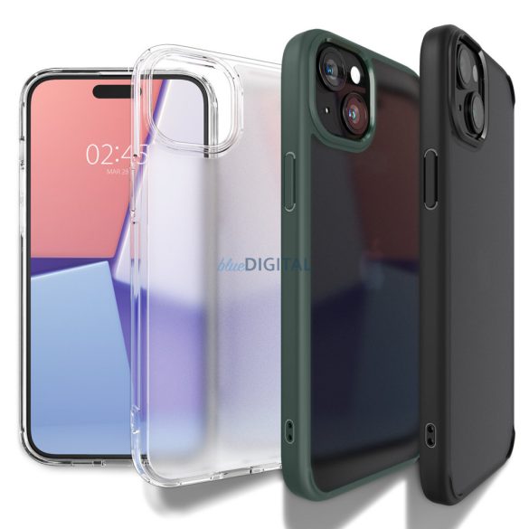 Spigen Crystal Hybrid, matt fekete - iPhone 15 Plus tok