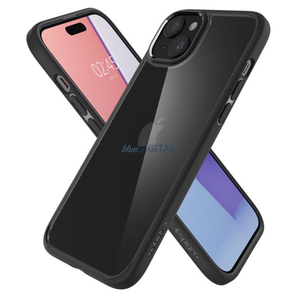 Spigen Crystal Hybrid, matt fekete - iPhone 15 Plus tok